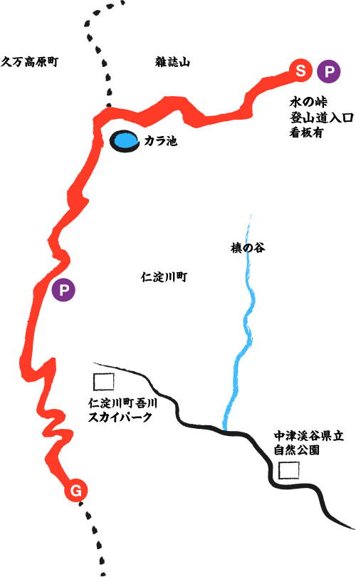 中津山ハイキングコースマップ
