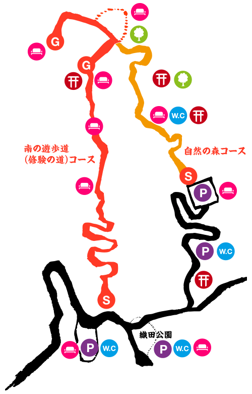 横倉山ハイキングコースマップ